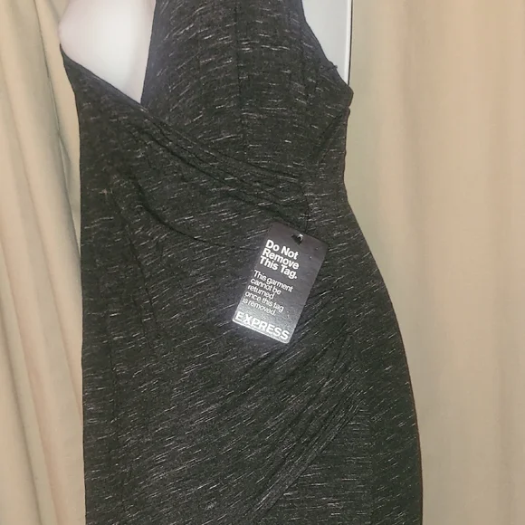 Express Dark Grey Marled V-Neck Sleeveless Maxi Dress - Picture 6 of 8